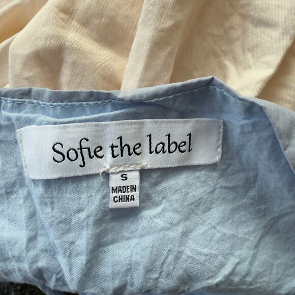 Sofie the Label Bubble Top Scalloped Neckline Blue Cream Tank Size S - Picture 5 of 7